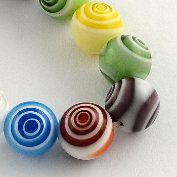 Handmade Millefiori Glass Round Beads Strands, Mixed Color, 12mm, Hole: 1mm, about 32pcs/strand, 14.9 inch