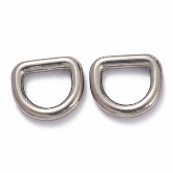 304 Stainless Steel D Rings, For Webbing, Strapping Bags, Garment Accessories Findings, Stainless Steel Color, 15x17x3mm