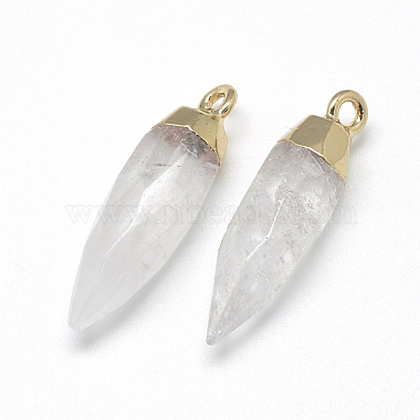pendentifs pointus en cristal de quartz naturel(X-G-Q495-05G)-2