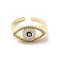 Clear Cubic Zirconia Horse Eye with Enamel Open Cuff Ring(KK-H439-57G)-2
