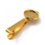 Brass Tie Clip Cabochon Settings, Golden, 54x17.5x13.5mm, Tray: 16.1mm
