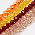 Eco-Friendly Glass Round Bead Strands, Faceted(32 Facets), Mixed Color, 6mm, Hole: 1.2mm, about 88~91pcs/strand, 19.49 inch~20.08 inch(49.5~51cm)(EGLA-J042-6mm-M03)