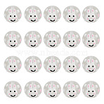 20Pcs Transparent Handmade Lampwork Beads, Round with Rabbit Pattern, White, 12.5x11.5mm, Hole: 1.6mm(LAMP-DR0001-07)