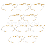 10Pcs Round ABS Imitation Pearl Beads Link Chain Bracelet Making, 304 Stainless Steel Bracelets with Jump Ring, Golden, 6-5/8 inch(16.8cm)(AJEW-UN0002-08)