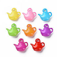 Opaque Acrylic Pendants, Kettle, Mixed Color, 16.5x17.5x6.5mm, Hole: 2.5mm, about 790pcs/500g(MACR-N013-063)