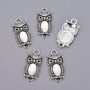 Alloy Links connectors, Halloween, Cadmium Free & Nickel Free & Lead Free, Owl, Antique Silver, 26x13x4mm, Hole: 3mm(TIBEP-A18561-AS-FF)