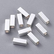 201 Stainless Steel Beads, Rectangle, Silver, 8x3x3mm, Hole: 2mm(STAS-K210-46S)