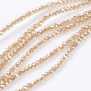 1 Strand Electroplate Glass Beads Strands, Full Rainbow Plated, Faceted, Rondelle, Sandy Brown, 2.5x2mm, Hole: 1mm, about 160~165pcs/strand, 15.35 inch~15.75 inch(39~40cm)(X-EGLA-J025-F11)