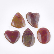 Natural Fire Agate Pendants, Dyed, Mixed Shape, 35~50x31~38x5~7mm, Hole: 1.2mm(G-T125-11)