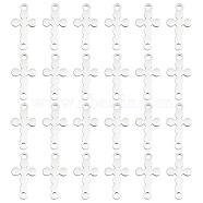 24Pcs 201 Stainless Steel Connector Charms, Laser Cut, Religion Cross Links, Stainless Steel Color, 17x9x1.5mm, Hole: 1.6mm(STAS-UN0046-03)