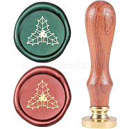 Wax Seal Stamp Set, Sealing Wax Stamp Solid Brass Head,  Wood Handle Retro Brass Stamp Kit Removable, for Envelopes Invitations, Gift Card, Christmas Themed Pattern, 83x22mm(AJEW-WH0208-578)