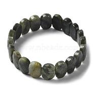 Natural Xinyi Jade/Chinese Southern Jade Beaded Stretch Bracelet, Gemstone Jewelry for Women, Oval, Inner Diameter: 2-1/8 inch(5.4~5.5cm)(G-E010-01-03)
