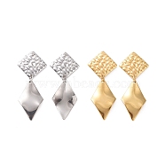 304 Stainless Steel Double Rhombus Dangle Stud Earrings for Women, Mixed Color, 45.5mm, Pin: 0.8mm(EJEW-G328-23)