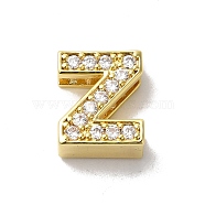 Brass Micro Pave Cubic Zirconia Beads, Lead Free & Cadmium Free, Long-Lasting Plated, Real 18K Gold Plated, Letter Z, 12x10x5mm, Hole: 9x2mm(KK-H487-25G-26)