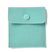 Velvet Jewelry Storage Pouches, Rectangle Jewelry Bags with Snap Fastener, for Earrings, Rings Storage, Turquoise, 9.65x8.9cm(TP-B002-03B-05)