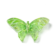 Spray Painted Resin Decoden Cabochons, with Paillette/Glitter Sequins, Butterfly, Lawn Green, 20.5x36x8mm(RESI-C045-07B)