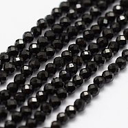 Glass Beads Strands, Faceted, Round, Black, 2mm, Hole: 0.5mm, about 175pcs/strand, 14.96inch(38cm)(G-K185-09A)