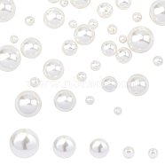 40Pcs 5 Sizes Shell Pearl Beads, Half Drilled Beads, Polished, Round, White, 8pcs/style(BSHE-NB0001-11)