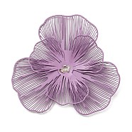 Spray Printed 430 Stainless Steel Bead Caps, Flower, Medium Purple, 45x48x5~7mm, Hole: 0.9mm(STAS-P359-03E)