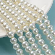 Baking Painted Pearlized Glass Pearl Round Bead Strands, Light Yellow, 8~9mm, Hole: 1mm, about 100~105pcs/strand, 31.4 inch(HY-Q330-8mm-02)