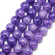 Baking Painted Crackle Glass Bead Strands, Round, Blue Violet, 8mm, Hole: 1.3~1.6mm, about 100pcs/strand, 31.4 inch(X-DGLA-Q023-8mm-YS54)