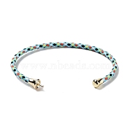 Stainless Steel Cuff Bangle Making, with Golden Tone Brass Finding, for Half Drilled Beads, Colorful, Inner Diameter: 1-3/4x2-3/8 inch(4.6x6cm), Pin: 1mm(MAK-C004-01G-07)