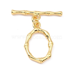 Rack Plating Brass Toggle Clasps, Long-Lasting Plated, Ring, Real 18K Gold Plated, Ring: 25x16x2.5mm, Hole: 2mm, Bar: 28.5x6.5x2.5mm, Hole: 2mm(KK-B036-07G)