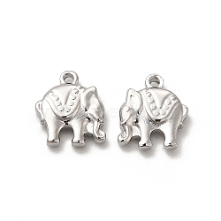 201 Stainless Steel Charms, Elephant Charm, Stainless Steel Color, 13x12.5x3mm, Hole: 1mm(STAS-J401-VF644-1)