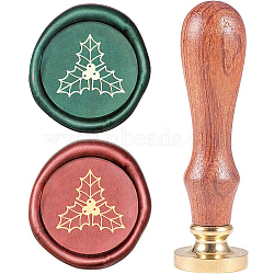 Wax Seal Stamp Set, Sealing Wax Stamp Solid Brass Head,  Wood Handle Retro Brass Stamp Kit Removable, for Envelopes Invitations, Gift Card, Christmas Themed Pattern, 83x22mm(AJEW-WH0208-578)