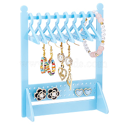 PandaHall Elite 1 Set Opaque Acrylic Earring Display Stands, Coat Hanger Shape, Sky Blue, Finish Product: 12x6x14.9cm, 11pcs/set(EDIS-PH0001-21D)