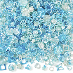 Opaque ABS Plastic Beads,  Mixed Shapes, Deep Sky Blue, 11~22x11~29x2.5~9.5mm, Hole: 1.5~2mm, 100g/bag(FIND-TAC0016-33B)