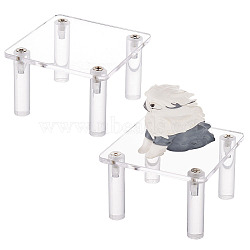 Square Transparent Acrylic Minifigure Display Stands, for Toys Figures, Clear, Finish Product: 8x8x4.9cm, about 9pcs/set(ODIS-WH0002-48A)