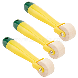 Wooden Seam Rollers, with Plastic Handle, Quilting Patchwork Tool, Yellow, 150x35x36.5mm, Hole: 6mm(TOOL-WH0051-99)