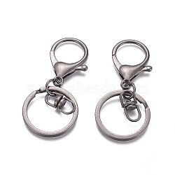 Iron Alloy Lobster Claw Clasp Keychain, Gunmetal, 68x30mm(X-KEYC-D016-B)