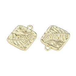 Rack Plating Alloy Pendants, Cadmium Free & Lead Free, Square with Leaf, Light Gold, 18x15x2mm, Hole: 2mm(PALLOY-N175-05LG)