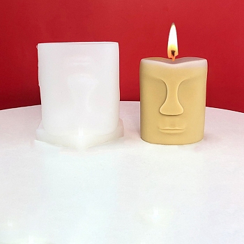 3D Abstract Face Candle Food Grade Silicone Molds, Scented Candle Molds, Resin Casting Molds
, White, 91x83x76mm, Inner Diameter: 56mm