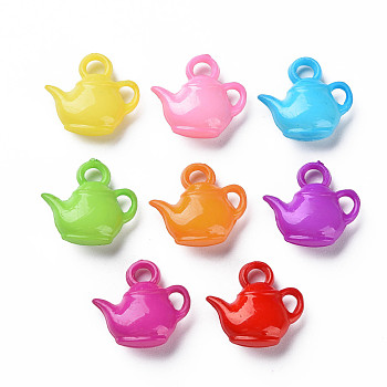 Opaque Acrylic Pendants, Kettle, Mixed Color, 16.5x17.5x6.5mm, Hole: 2.5mm, about 790pcs/500g