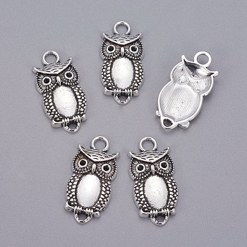 Alloy Links connectors, Halloween, Cadmium Free & Nickel Free & Lead Free, Owl, Antique Silver, 26x13x4mm, Hole: 3mm