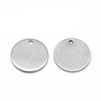 201 Stainless Steel Stamping Blank Tag Charms, Flat Round, Stainless Steel Color, 15x1mm, Hole: 1~1.5mm