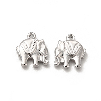 201 Stainless Steel Charms, Elephant Charm, Stainless Steel Color, 13x12.5x3mm, Hole: 1mm