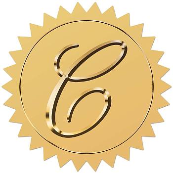 Self Adhesive Gold Foil Embossed Stickers, Medal Decoration Sticker, Letter C, 5x5cm