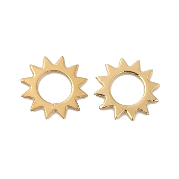 Ion Plating(IP) 304 Stainless Steel Linking Rings, Sun, Real 14K Gold Plated, 6x0.1mm, Inner Diameter: 3mm