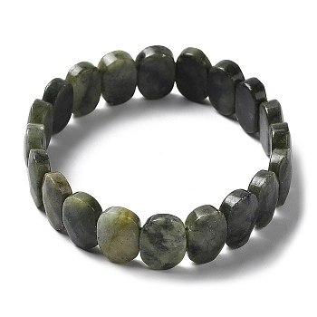 Natural Xinyi Jade/Chinese Southern Jade Beaded Stretch Bracelet, Gemstone Jewelry for Women, Oval, Inner Diameter: 2-1/8 inch(5.4~5.5cm)