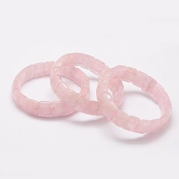 Faceted Natural Rose Quartz Beads Stretch Bracelets, Inner Diameter: 2-1/8~2-3/8 inch(5.5~6cm)