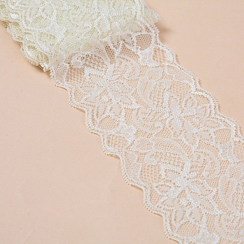 Elastic Lace Trim, Lace Ribbon For Sewing Decoration, Beige, 80mm