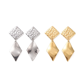 304 Stainless Steel Double Rhombus Dangle Stud Earrings for Women, Mixed Color, 45.5mm, Pin: 0.8mm