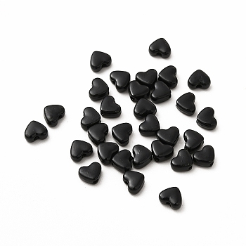 Heart Spray Painted Alloy Beads, Cadmium Free & Nickel Free & Lead Free, Black, 5x6x3mm, Hole: 1.2mm