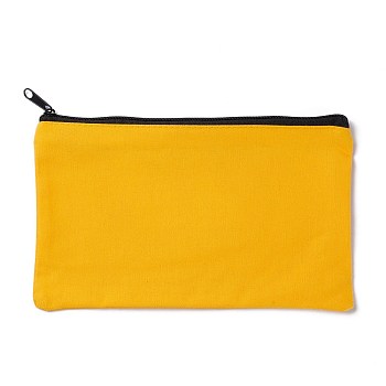 Rectangle Canvas Jewelry Storage Bag, with Black Zipper, Cosmetic Bag, Multipurpose Travel Toiletry Pouch, Orange, 20x13x0.3cm