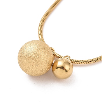 Ion Plating(IP) 304 Stainless Steel Double Round Ball Pendant Necklace for Women, Golden, 15.75 inch(40cm)