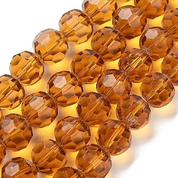 K9 Glass, Imitation Austrian Crystal Bead Strands, Grade AAA, Faceted Round, Goldenrod, 12mm, Hole: 0.9~1mm, about 33pcs/strand, 15.7 inch